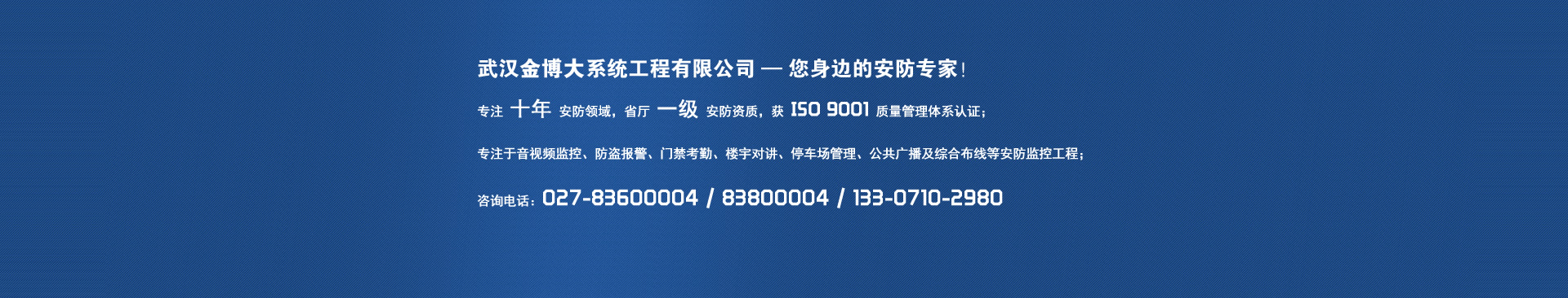 武漢金博大系統(tǒng)工程有限公司,您身邊的安防專家!